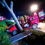 Schwerer Unfall am Abend: Auto kollidiert mit Baum - Fahrer wird schwer eingeklemmt
