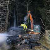 Im Wald brennenden Holzstapel abgelöscht